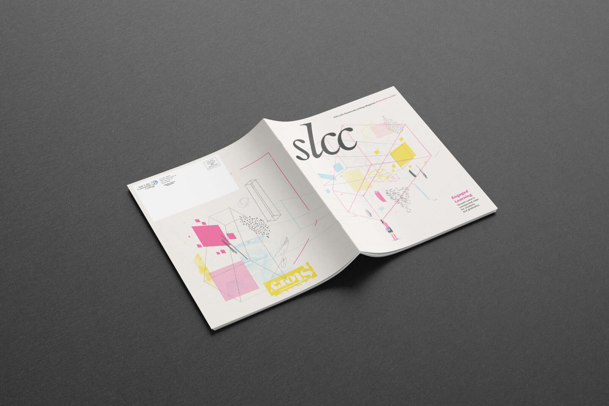 A mockup of the exterior covers of the SLCC Magazine Winter/Spring 2022 issue