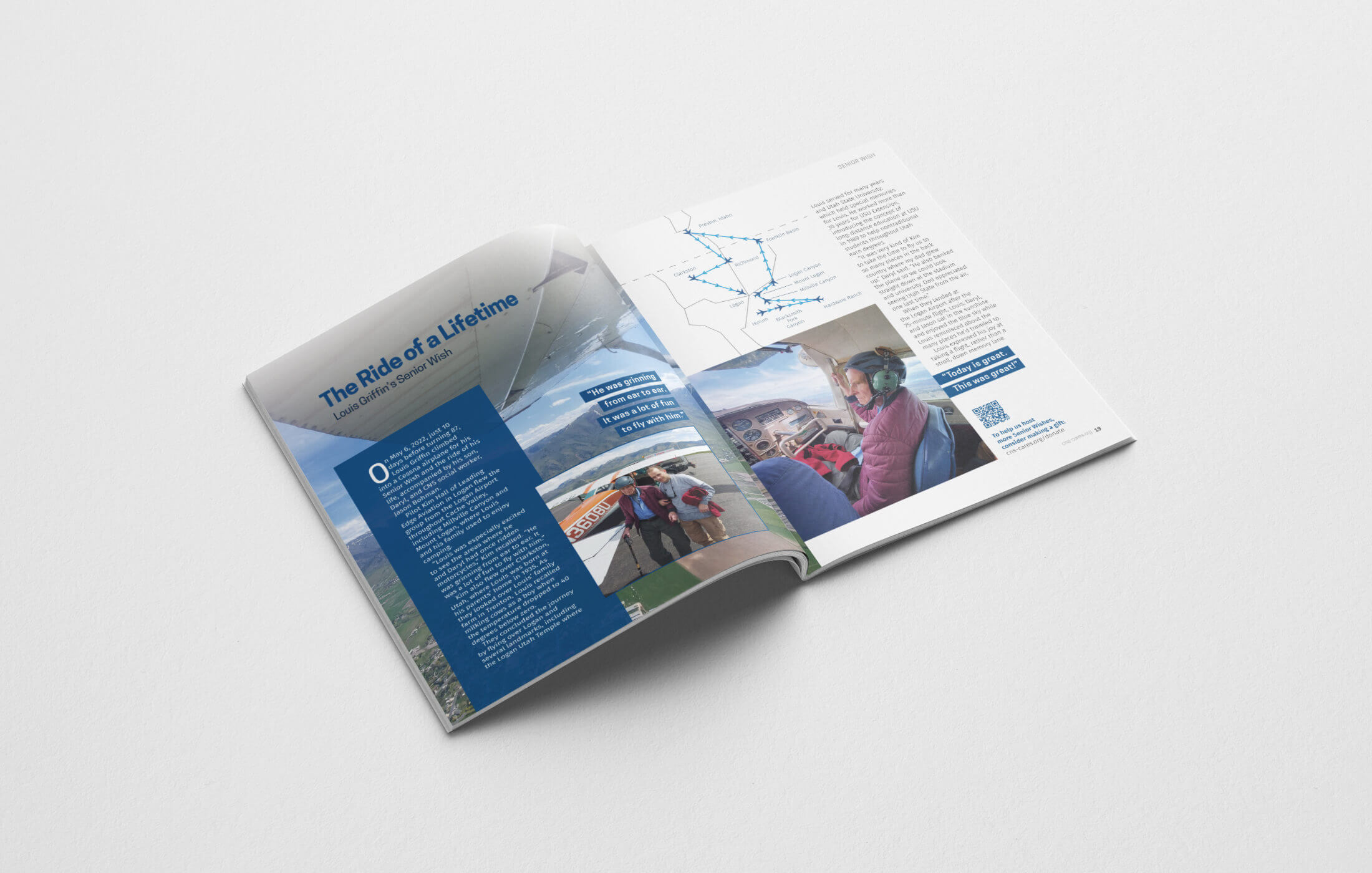 A mockup of the Table of "The Ride of a Lifetime" spread in the Community Nursing Services 2022-23 Annual Report